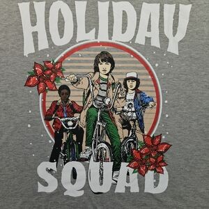 NEW STRANGER THINGS HOLIDAY SQUAD T-SHIRT CHRISTMAS SHIRT FUN NETFLIX SHOW SHIRT
